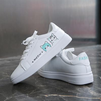 Mode 2025 Neuankömmling Mode Schnür-Damen-Sneakers Freizeitschuhe Bedruckt Sommer PU-Schuhe Niedliche Katze Schuhe