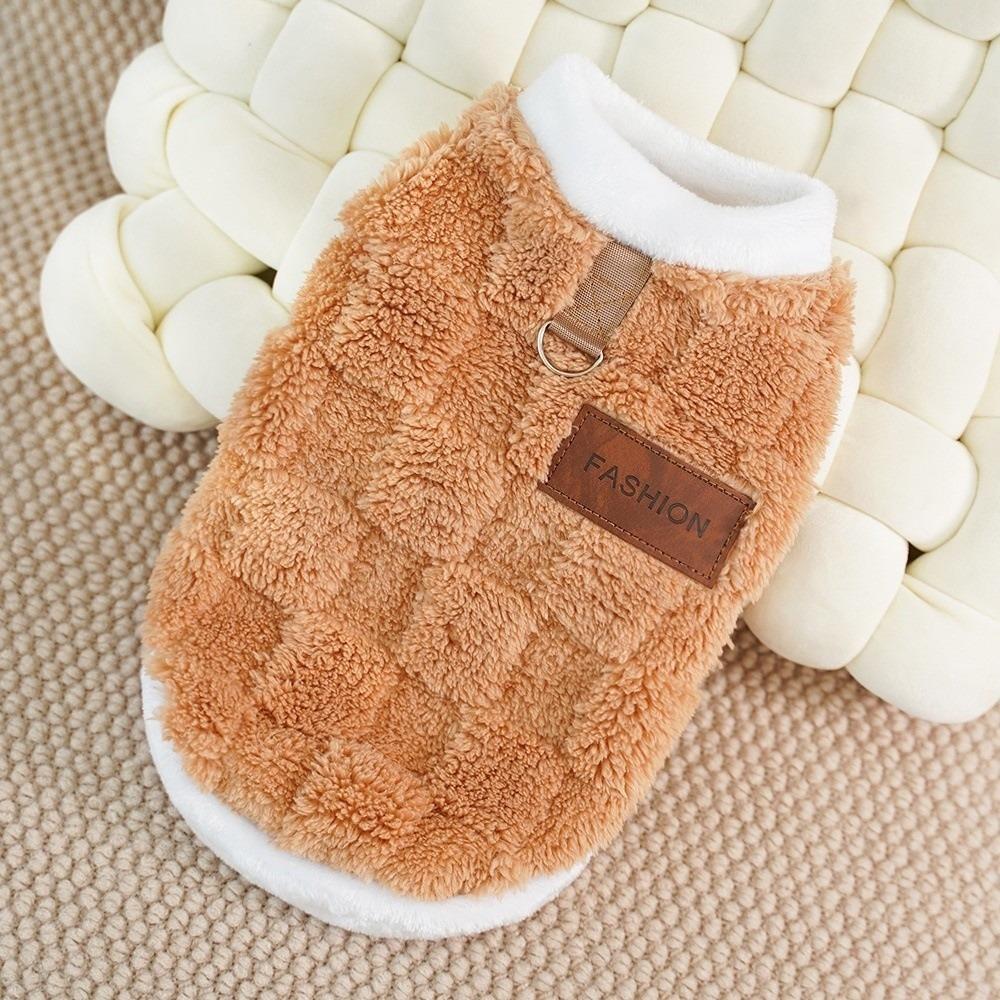 

Fashion Velvet Winter Dogs Clothes Soft Pullover Vest Dog Warm Sweater Comfortable Dog Plaid Coat Autumn Winter XS коричневий