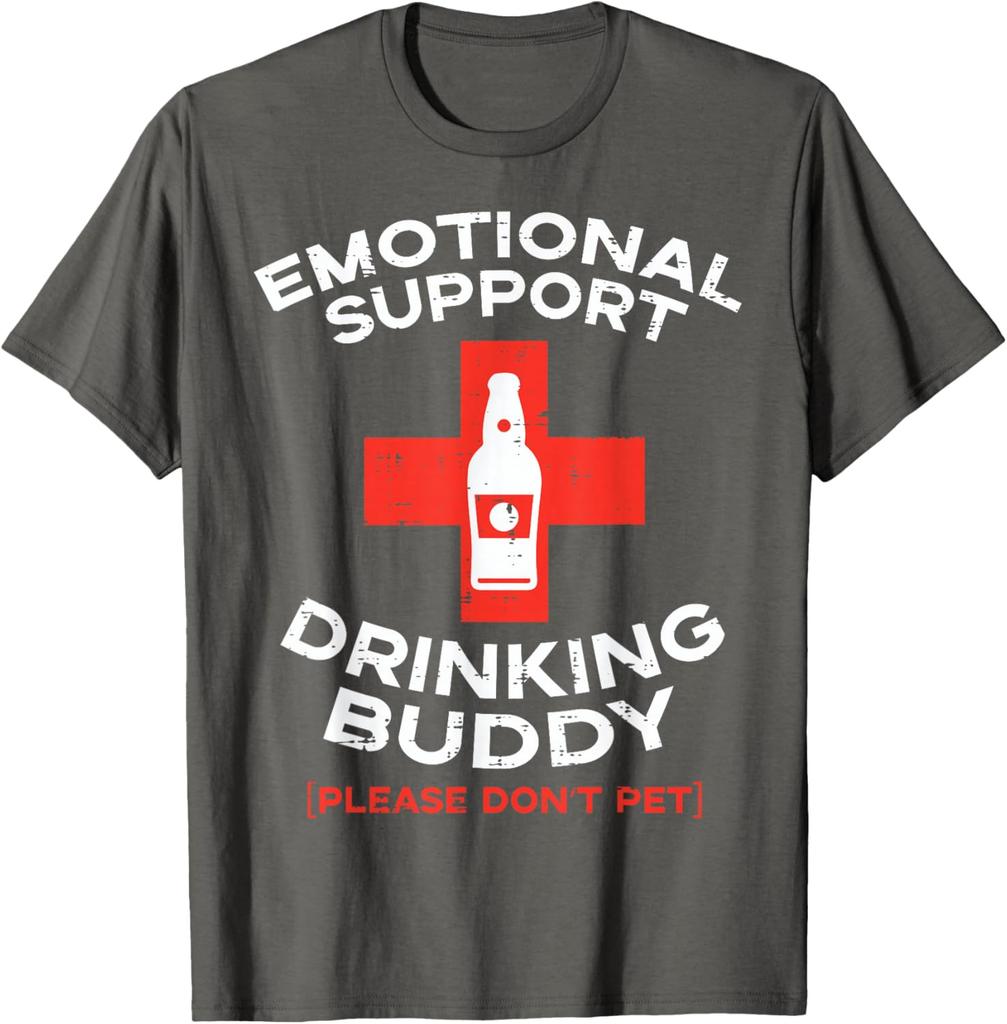 Emotional Support Drinking Buddy Beer Graphic TShirt Funny Gift Casual Cotton Tee