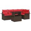 Conjunto de Sofá de Jardim com Almofadas 6 Peças Rattan Sintético Marrom