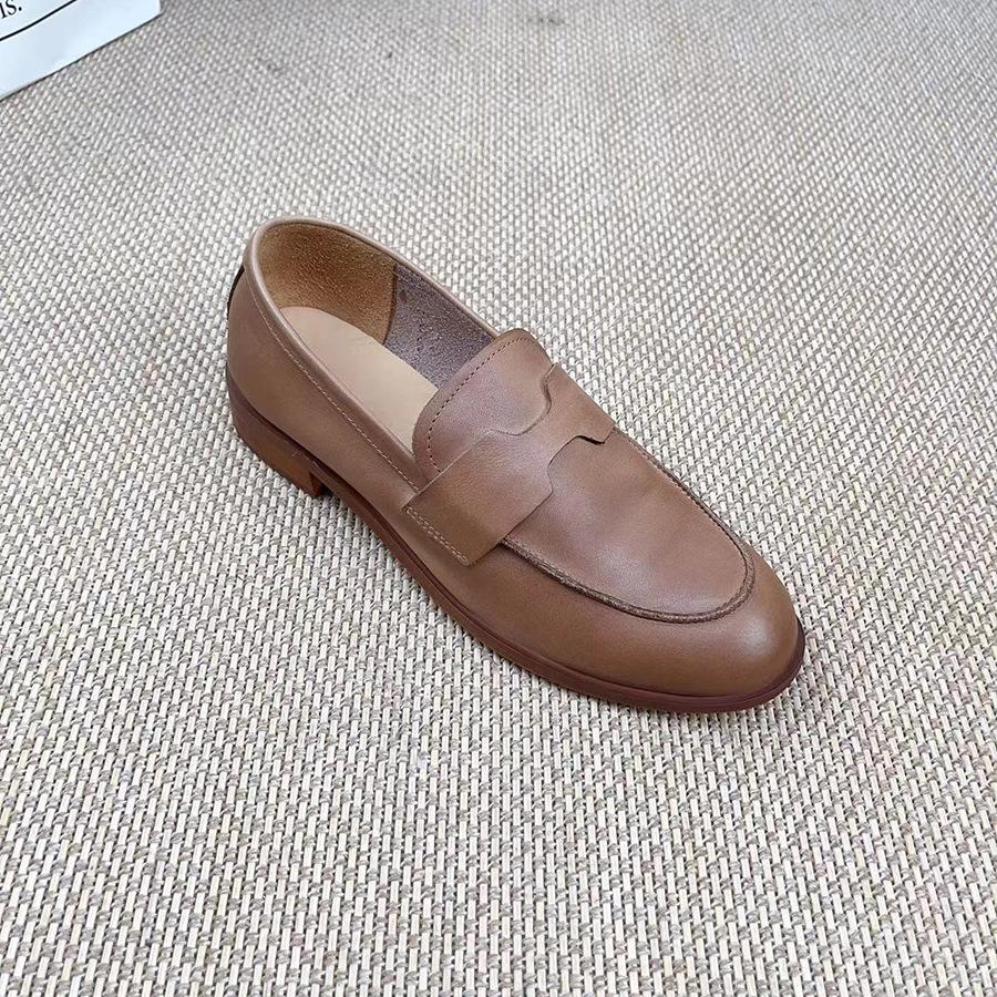 Johnature Retro Echtes Leder Niedrigen Absatz Pumps Frauen Schuhe Runde Zehe Flache Volltonfarbe Bequeme Halbschuhe