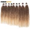 FREEDOM 22 24 26 Zoll Kinky Curly Synthetisches Haar Weave Extensions Ombre Braun Blond Hitzebeständige Faser Haarsträhnen