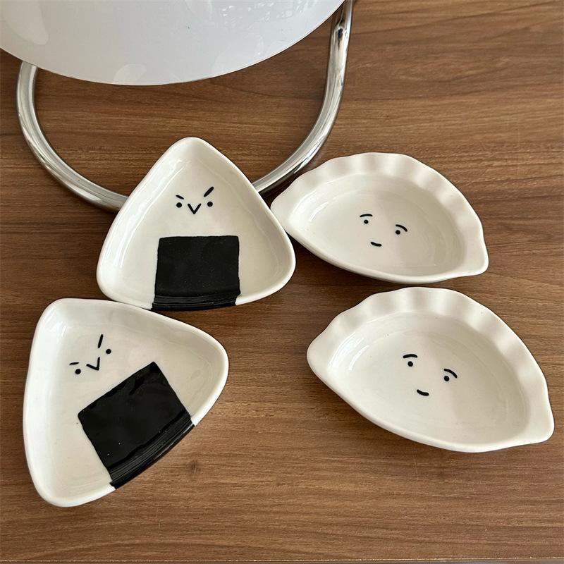 Mini Plate Snack Plate Soy Sauce Seasoning Plate Cute Rice And Vegetable Roll Funny Dumpling Plate Household Flavor Plate