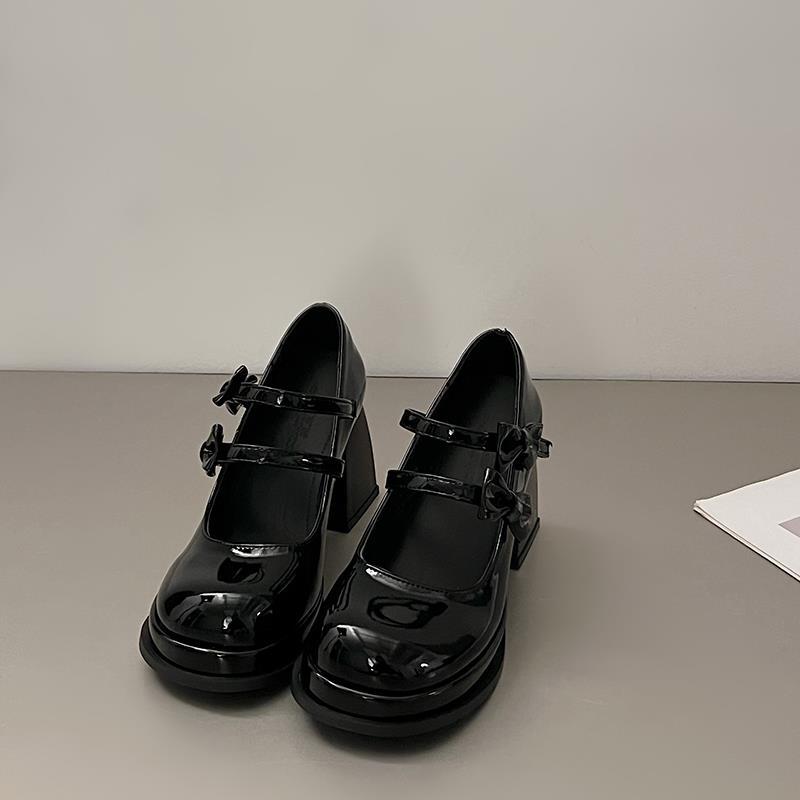 

Zi Mary Jane shoes women s skirt new light mouth thick heel single shoes high heel autumn shoes bow with fashion and leisure 40
