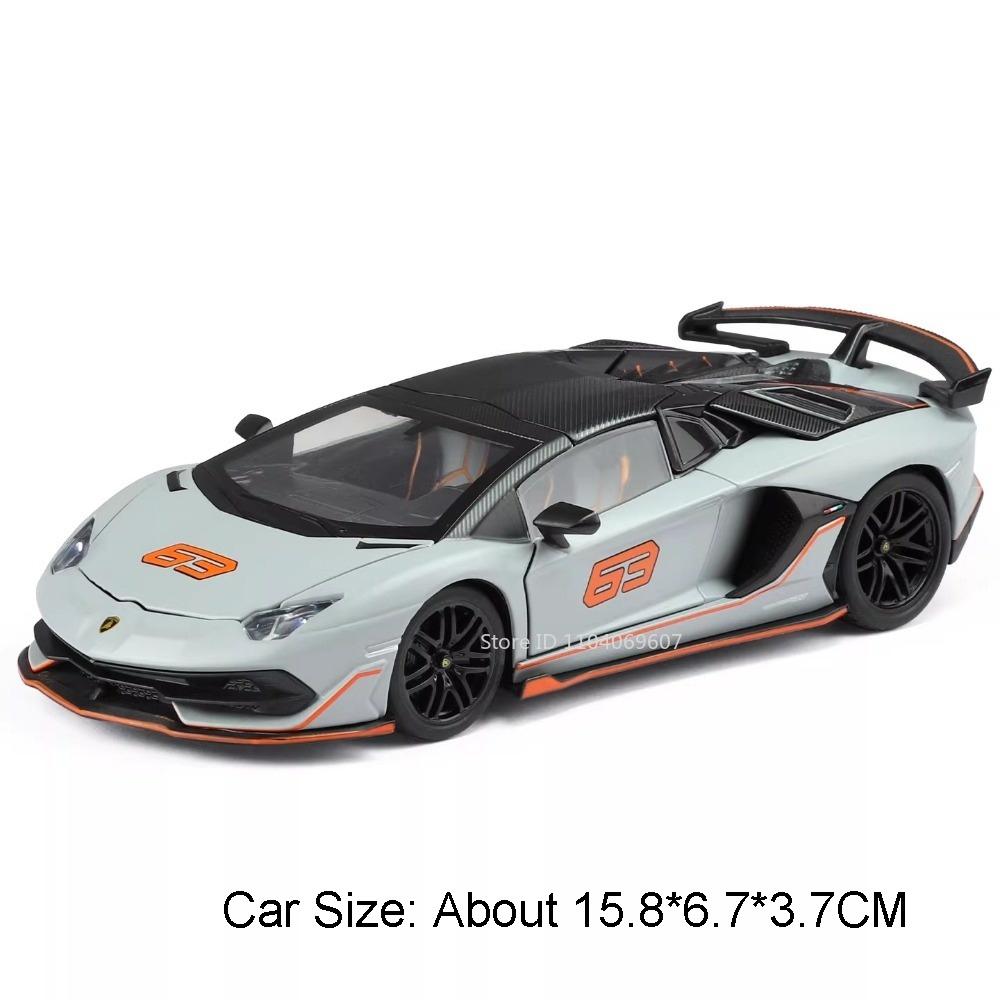 Scale 1:32 SVJ63 LP770 Car Model Toy Doors Opened Sound Light Sports Cars Models Alloy Body Rubber Tires for Children's Toys
