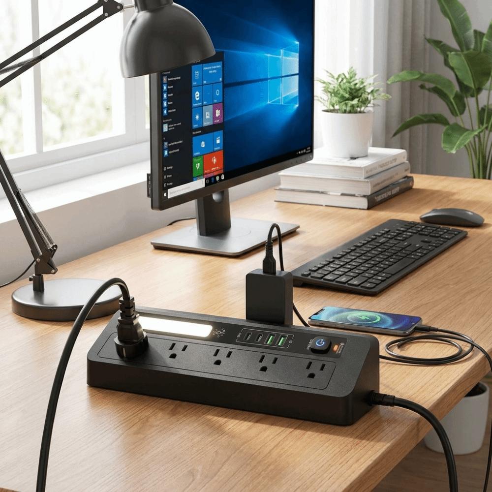 3 Color Desktop Charging Strip Touch Activated USB Charging Station  Dorm Tables