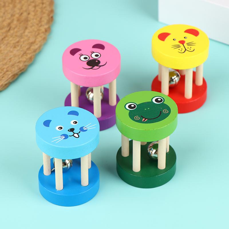 Castañuelas de Madera de Dibujos Animados para Niños Sonajas de Cinco Tachuelas Campanas Sonoras Clapper de Mango Instrumentos Musicales Juguetes Juguetes Educativos Para Niños