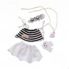 10cm doll Striped Camisole Set Tie Straps Lace Skirt Outfit Ruffled Hem Clothes