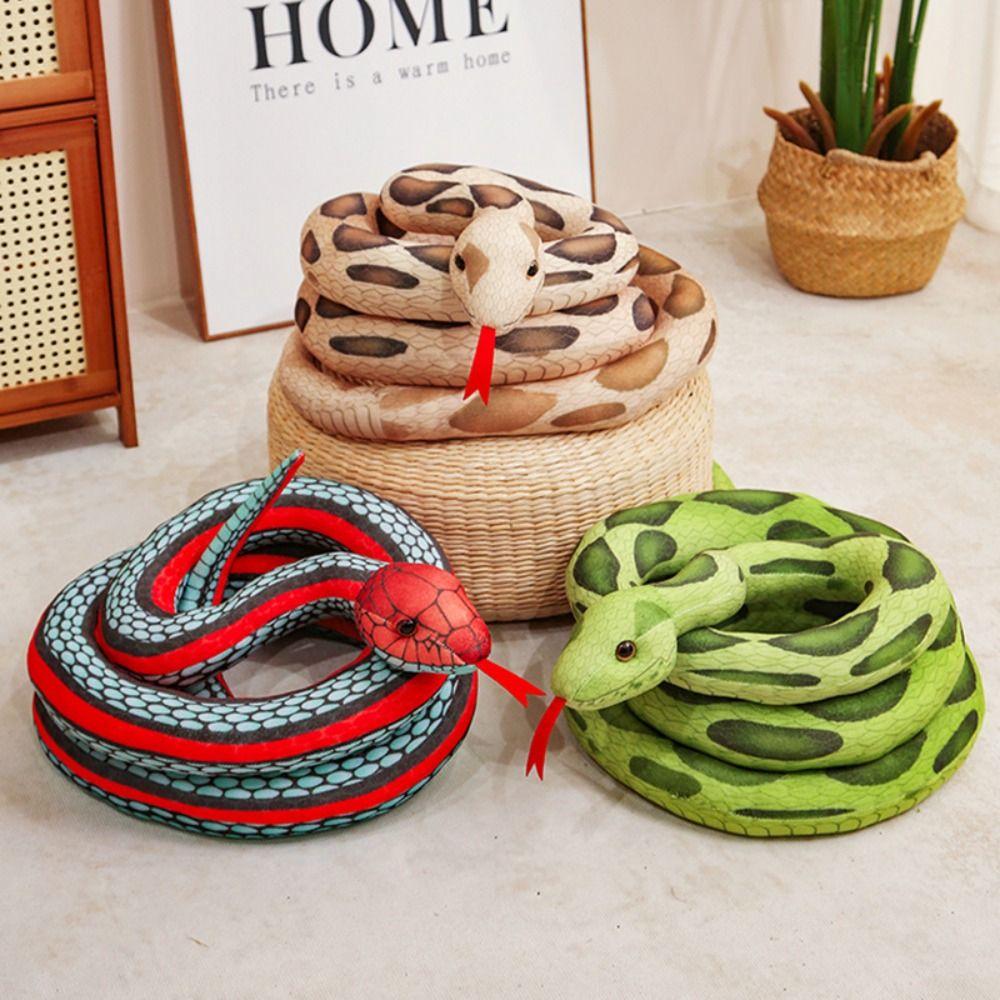 Scary Simulation Snakes Plush Toy Green/Red Stuffed Wild Animal Creative Snake Plushie Doll Boys