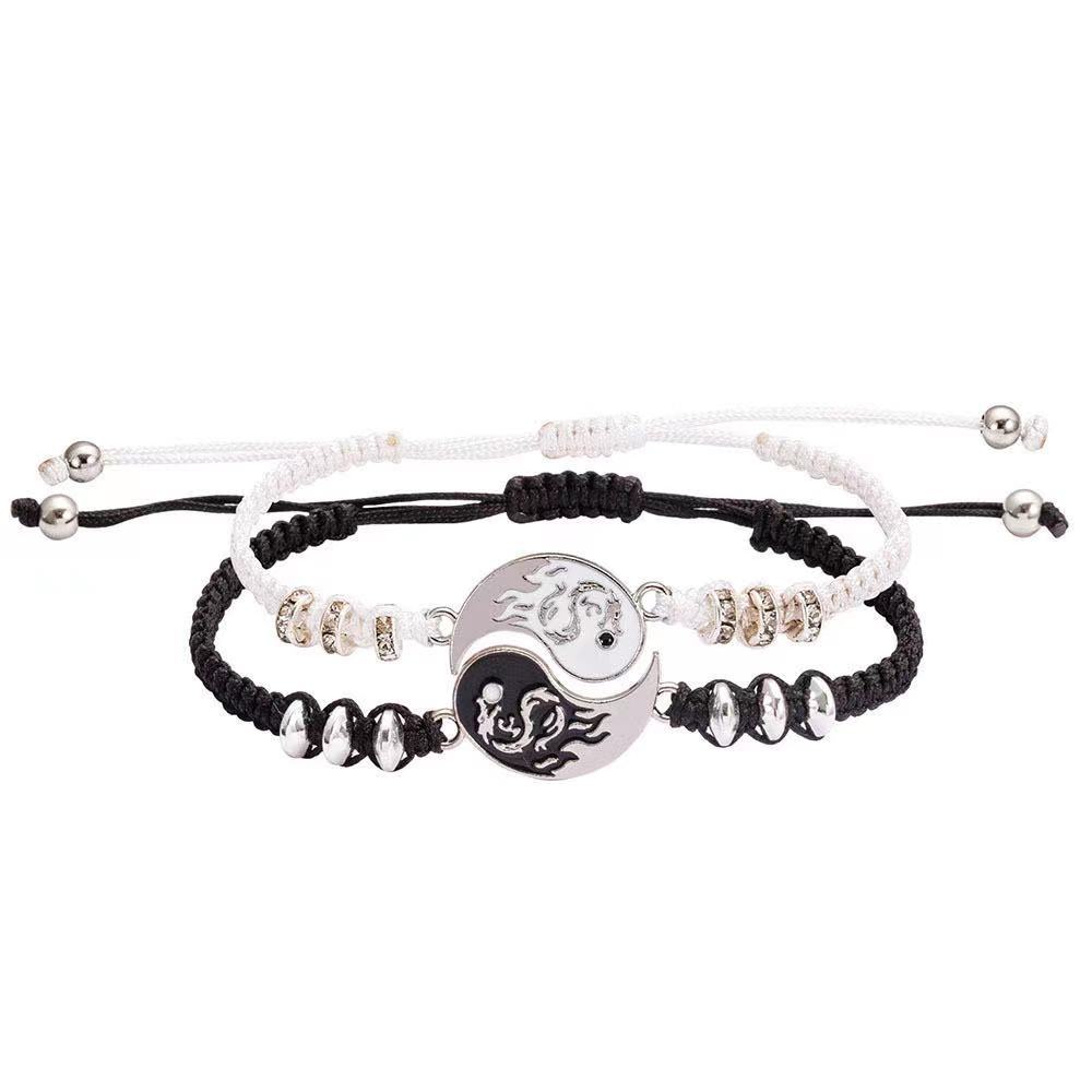 2022 New Best Friend Bracelets for 2 Matching Yin Yang Adjustable Cord Bracelet for Bff Friendship Relationship Boyfriend Girlfr