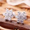 Korean Style 925 Sterling Silver Snowflake Zircon Earrings for Women - Christmas Jewelry