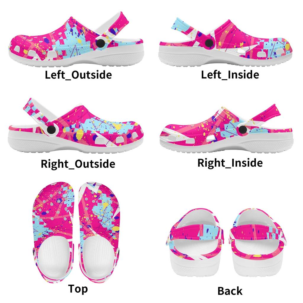 Women Men Printed EVA Garden Shoes Lightweight Breathable Slip On Clogs Beach Pool Bathroom Home Casual Slippers Outdoor Use