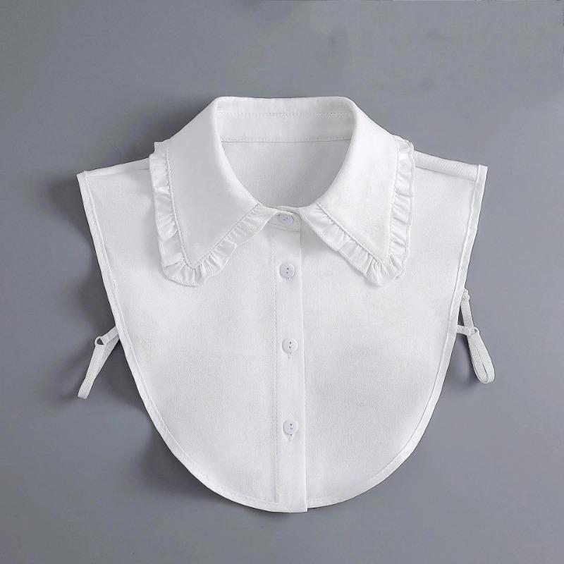 New Women White Lace Fake Collar Vintage Shirt Detachable Collar Front Tie Men Lapel Blouse Top Sweater Cotton False Collars