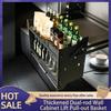 Compact Kitchen Wall Mounted Pull Down Lift Basket Double Layer Storage With Damped Soft Close Glass Aluminum Shelves Rack