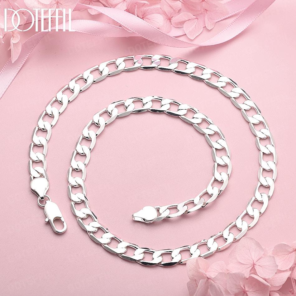 925 Sterlingsilber 8mm 16-30 Zoll Seitenkette Halskette Hochzeit Modeschmuck