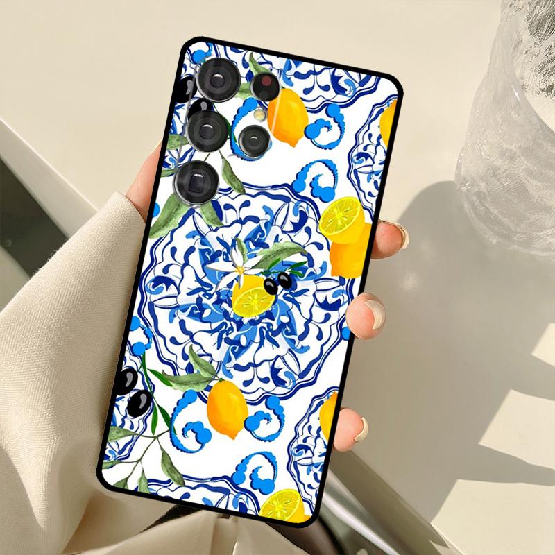 Mediterranean Lemon Case For Samsung Galaxy S25 Ultra S21 S22 S23 S24 Ultra S9 S10 Plus S20 FE S25 FE Back Cover