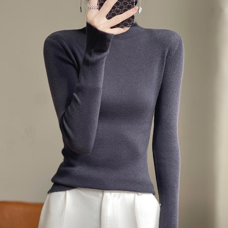 Women's Slim Fit High Neck Wool Base Layer Sweater - Autumn/Winter Collection