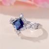 Charm Female Blue White Square Round Zircon Stone Ring CopperColor Dainty Gift Party Wedding Jewelry For Women