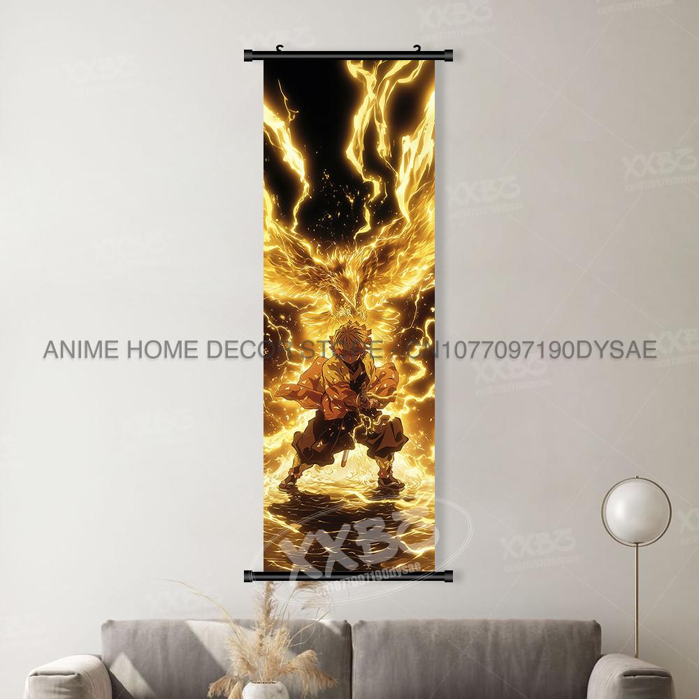 Anime demonenmoordenaar: Kimetsu No Yaiba Woondecoratie Muurkunst Hangend Schilderen Canvasprint Posters Kamado Tanjirou Poster (as the picture,25x75cm(10x30inch))