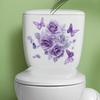 Bathroom Toilet Sticker Modern Minimalist Purple Flower Butterfly Pattern Self-Adhesive Paintings For Bathroom Living Decoration