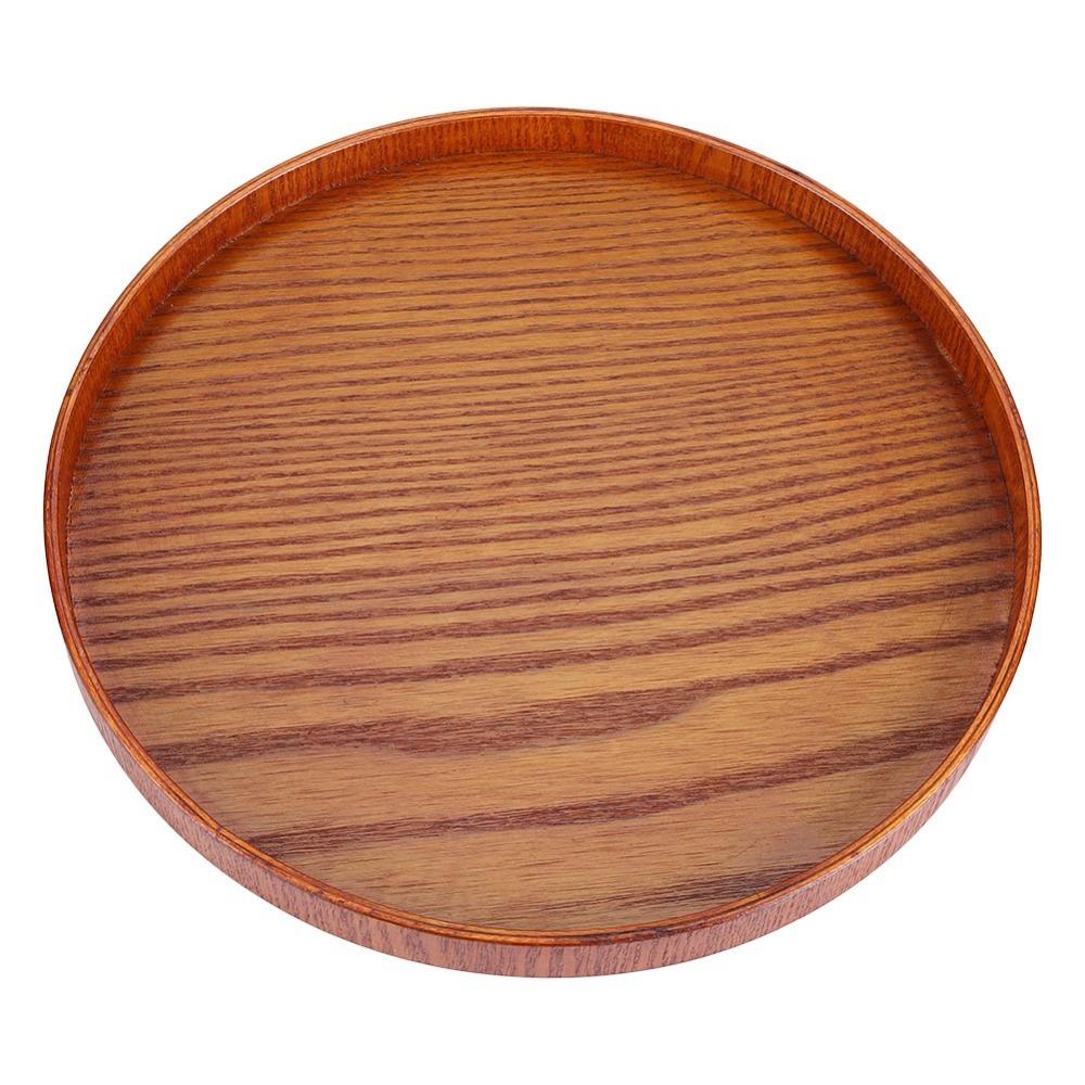 Tea Tray Round Shape Wooden Serving Tray Nature Wood Large Size Round Wood Tray Rustic Style Wooden Plate Home Decor