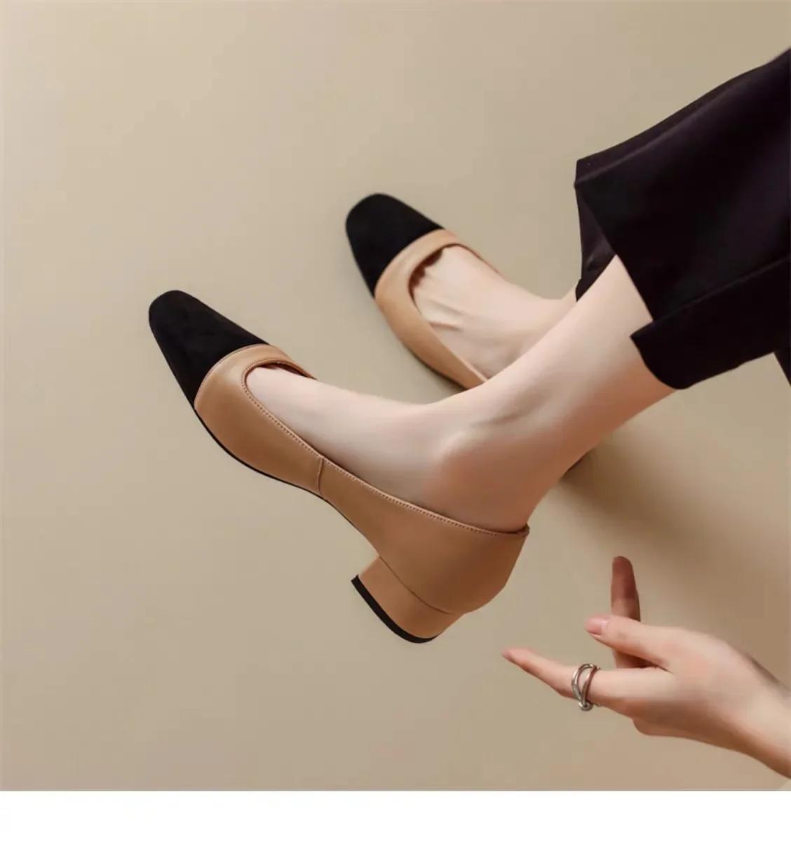 

Новые кожаные женские туфли на каблуке, сандалии, толстый каблук, Chaussure Femme Zapatos Mujer Sandalias Sapatos, туфли-лодочки, формальная обувь 35 хаки