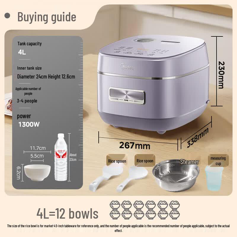 Midea 4L IH Smart Multi-functional Rice Cooker CN Plug (adapter Included)