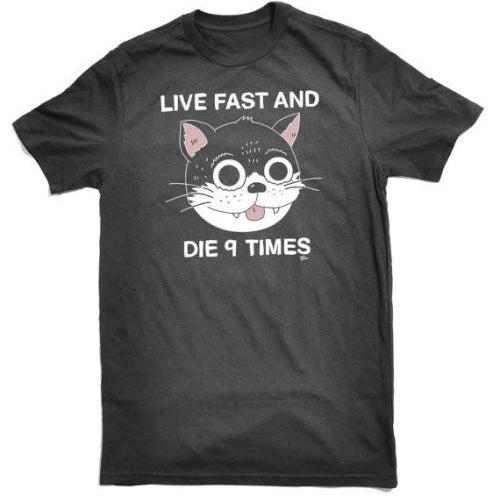 LIVE FAST AND DIE 9 TIMES Graphic Tee 100% Cotton Round Neck Casual Unisex T-shirt Summer Top S разноцветный
