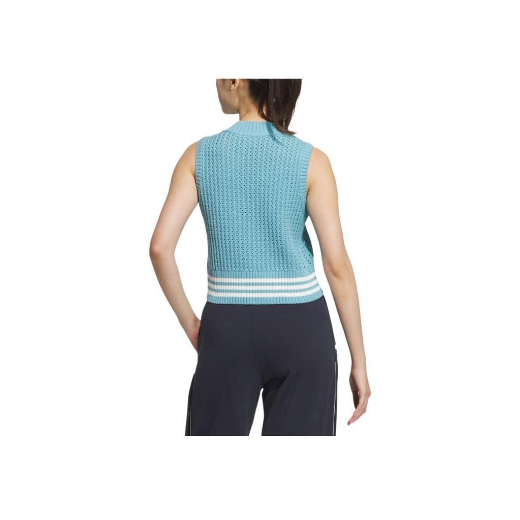 Adidas Originals Adicolor 24 Autumn Winter Collection Striped Fashion Comfortable Soft Vest Women Tops Old-Blue JD5803