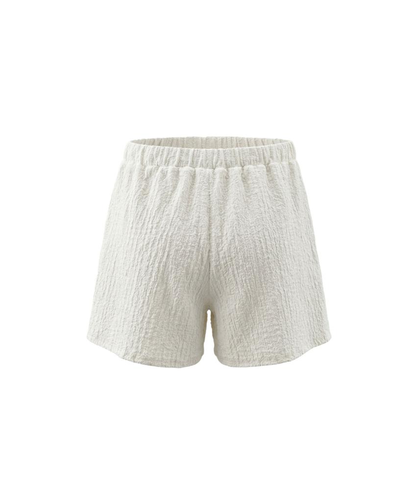 VIKINI VENDER Lia Front Tie Ribbon Cardigan & Wide Shorts Cover-Up Set 2Pcs - Ivory