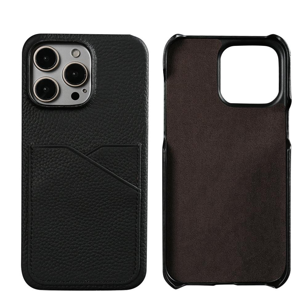 

Color Matching Card Slot Leather Phone Case for iPhone 17 Pro Max Air 16 Pro 15 14 Plus 13 12 Cowhide Texture Protective Shell iPhone Air
