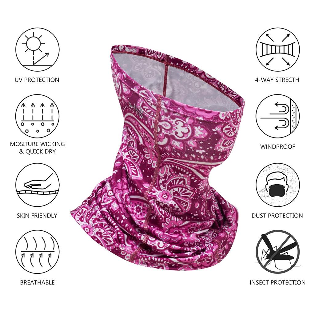Bassdash Neck Gaiter, UV Protection, Face , UPF 50+, Breathing Holes, Men's, Women's, Pink Paisley