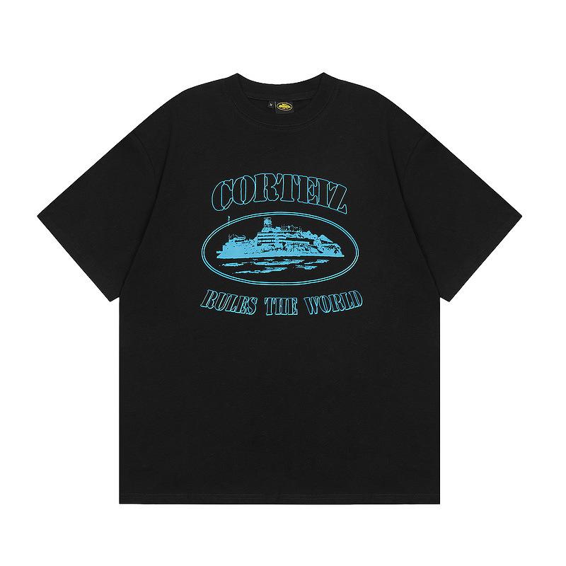 Corteiz Alcatraz Series T-shirt Short-sleeved Letter Logo Printed Men's and Women's Double Yarn Fashion Casual Short-sleeved Tide
