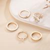 Combination Ring, Fashionable Pearl Dot Diamond Leaf Chain 5-Piece Set Ring For Women