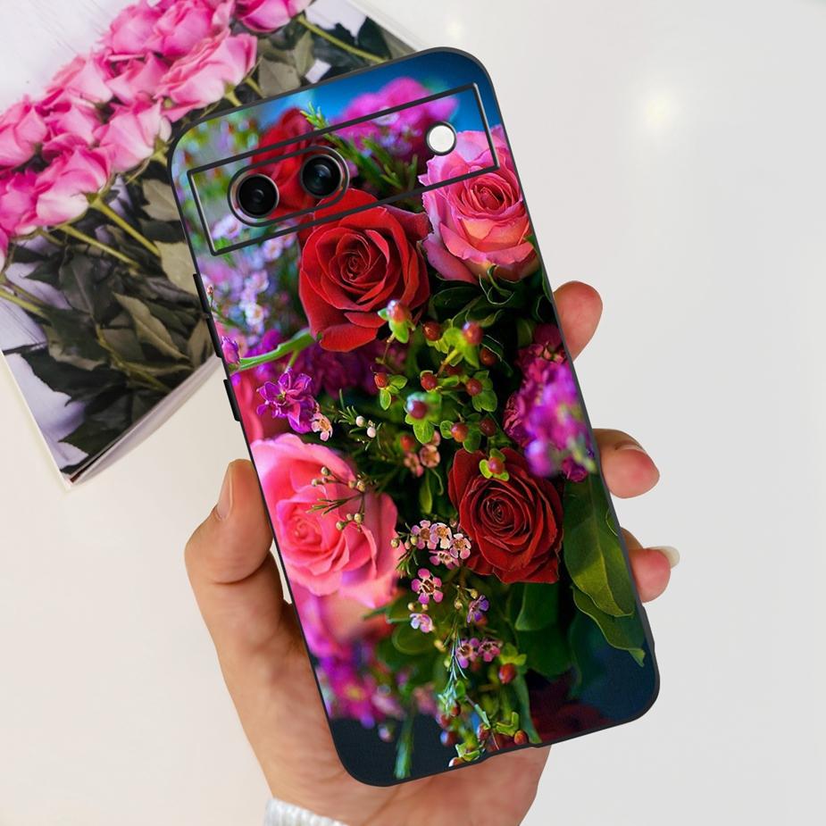 For Google Pixel 8A Case Pixel8 Pro Cute Cat Flower Painted Cover Silicone Phone Case For Google Pixel 8 Pro Pixel8A Soft Fundas