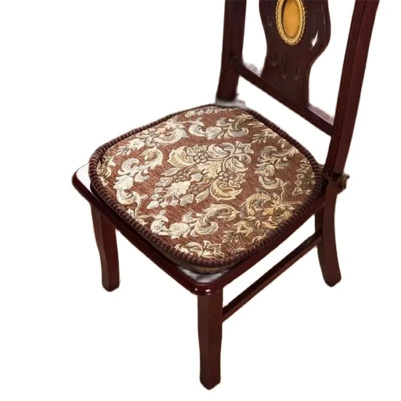 European Style Jacquard Dining Chair Cushions Soft Restaurant Decor Seat Mat Anti-slip Chair Cushion Four Season Home Seat Pad