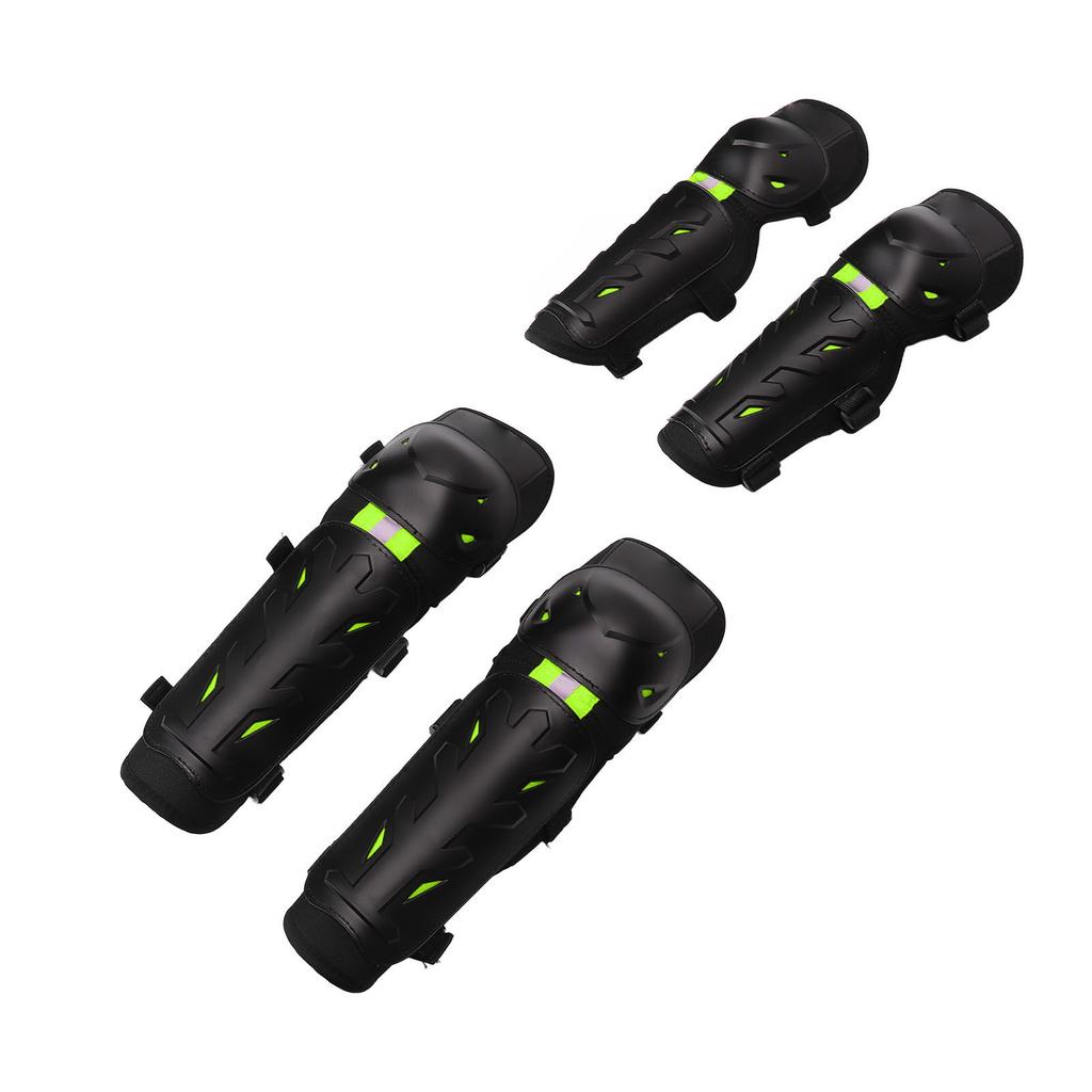 4PCS Knee Pads Elbow Pads Night Luminous Knee Protective Gear Set for Outdoor Off Road Cycing Riding Green