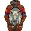 Men's Hooded Jacket Long Sleeve Pullover Top 3D Digital Indian Printed Sweatshirt
