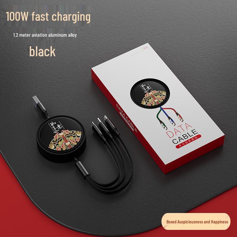 Juran Retractable Multi-Head Fast Charging Cable - 3-in-1 Function