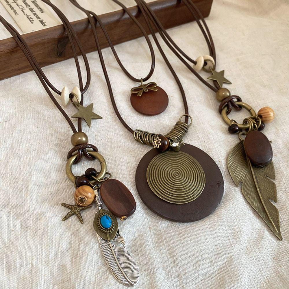 Geometric Bohemian Style Choker Tassel Long Sweater Chain Retro Ethnic Style Necklace  Lady
