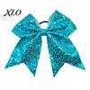Stage Costume Accessories Sequins Hair Bows, Elastic Tie, Large Cheerleading Shiny Bows for Girls Band Ponytail Holder, Glitter Scrunchies Women Teens