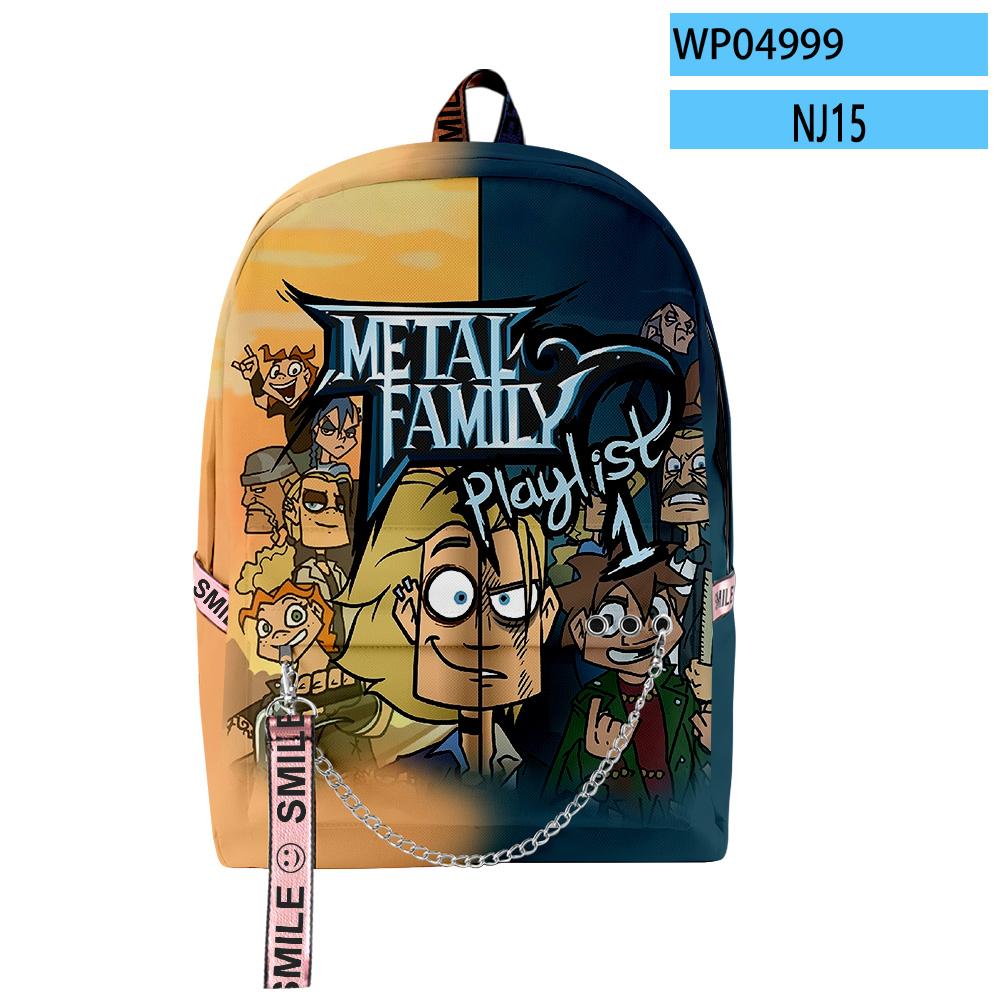 Sac à dos scolaire unisexe en métal cool et original, impression 3D famille anime, Oxford imperméable, sac à dos multifonction pour ordinateur portable, voyage