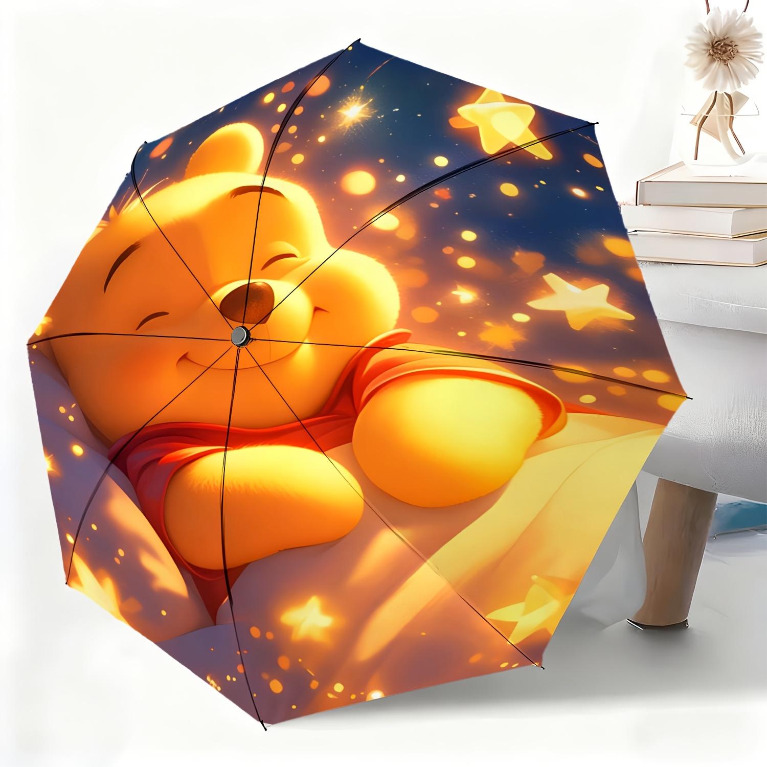

1pc Disney Winnie the Pooh Cartoon Design Automatic Umbrella, All-Weather Folding Umbrella Suitable for All Occasions, Portabl (as the picture,Iron&8K)