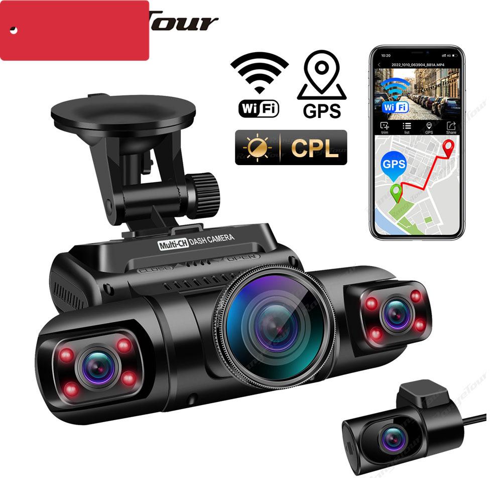 

4 канала 1080P+1080P+1080P+1080P WiFi GPS Автомобильный видеорегистратор Двойной объектив 8 инфракрасных ламп ночного видения 3 объектива 170 градусов Видеорегистратор Автомобильная камера