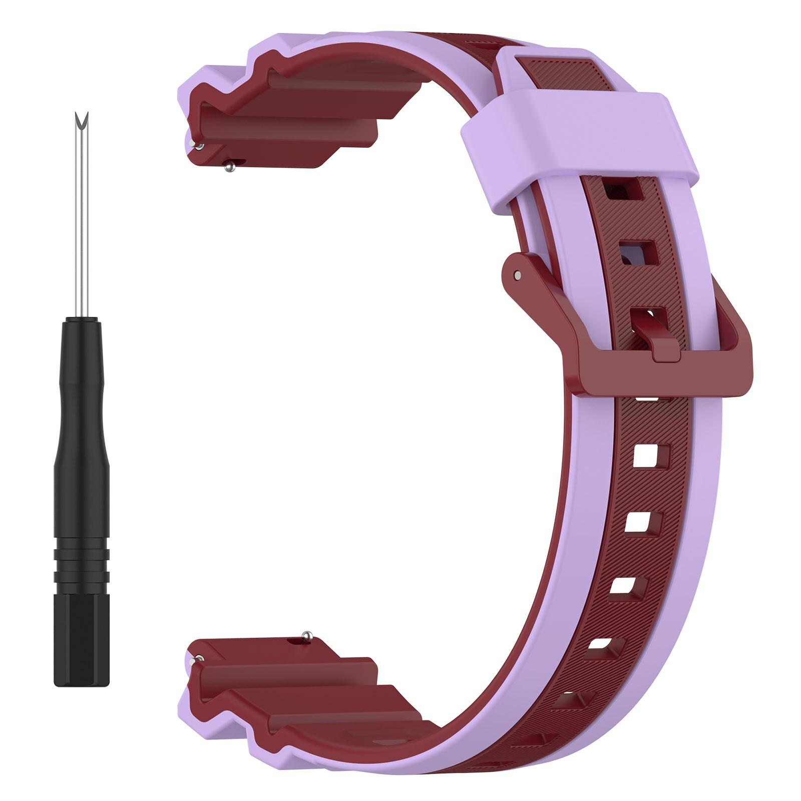 

16mm Replacement Strap for Honor Whizkid 2 Pro Silicone Watch Band with Tool Purple/Red
