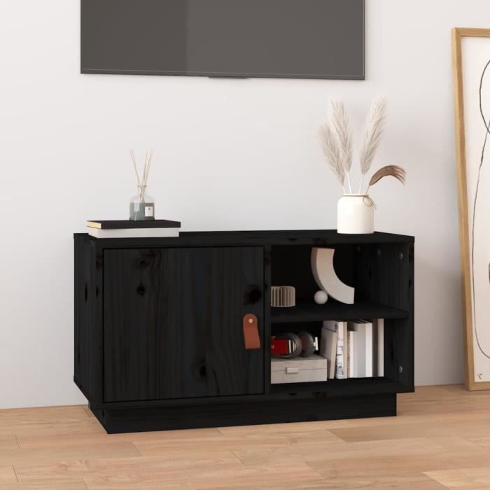 VidaXL Meuble TV Noir 70x34x40 cm Bois de pin massif 818239