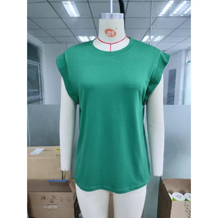 2025 Spring Summer New Round Neck Loose Short Sleeve T-Shirt Striped Top Women's Vest