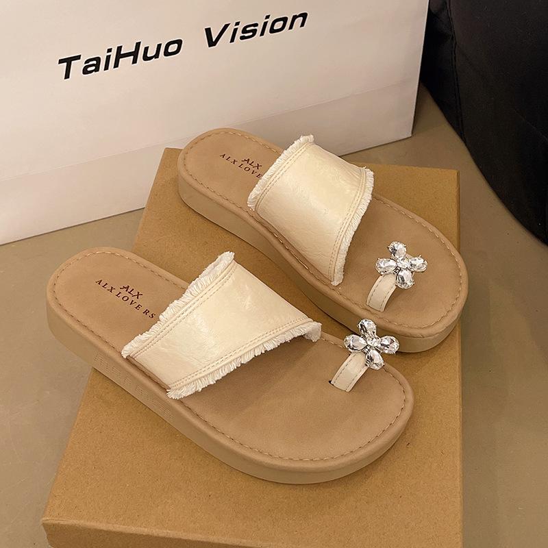 

Сланцы с бантом, с открытым носком, новый дизайн 2025, на плоской подошве, крутые, для лета 40