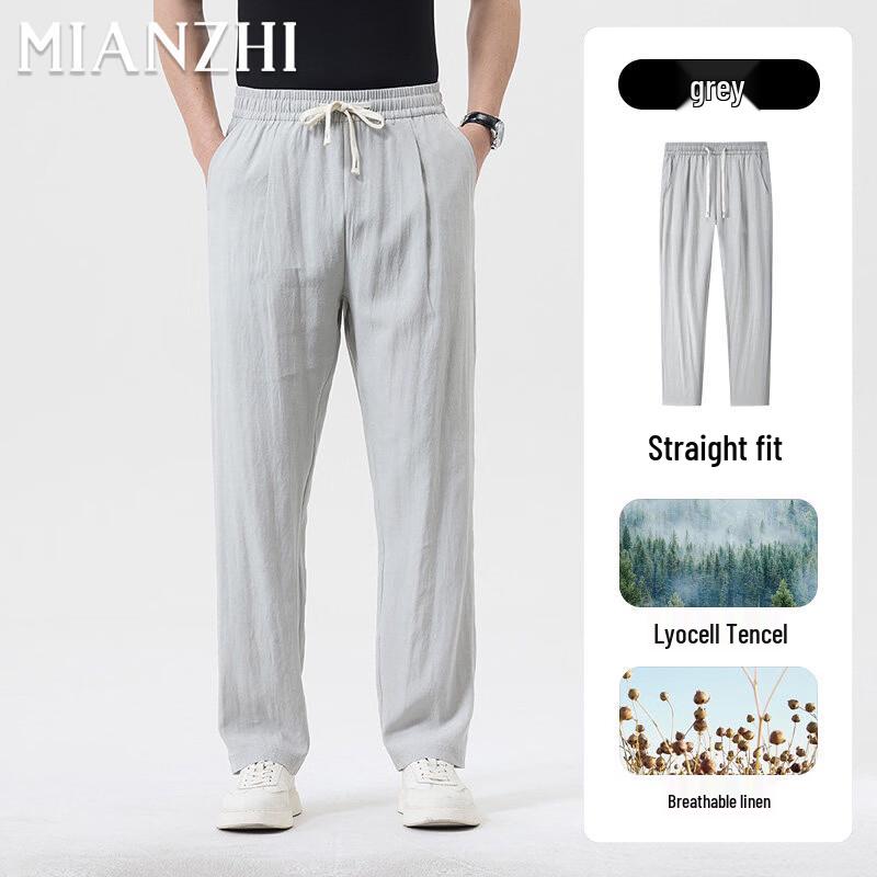 Men s Lyocell Linen Blend Casual Straight Pants 4XL