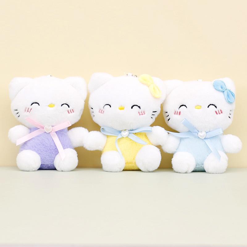 Adorable Plush Cat Keychain With Cute Bow Soft Pp Cotton Mini Cat Doll
